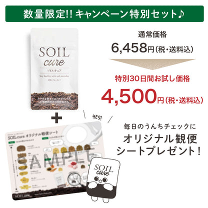 【数量限定の特別セット】プロバイオティクス土壌菌サプリメントSOILcureカプセル（30粒入り/30日分）/特別価格でのご提供＋オリジナル観便スケールプレゼント♪